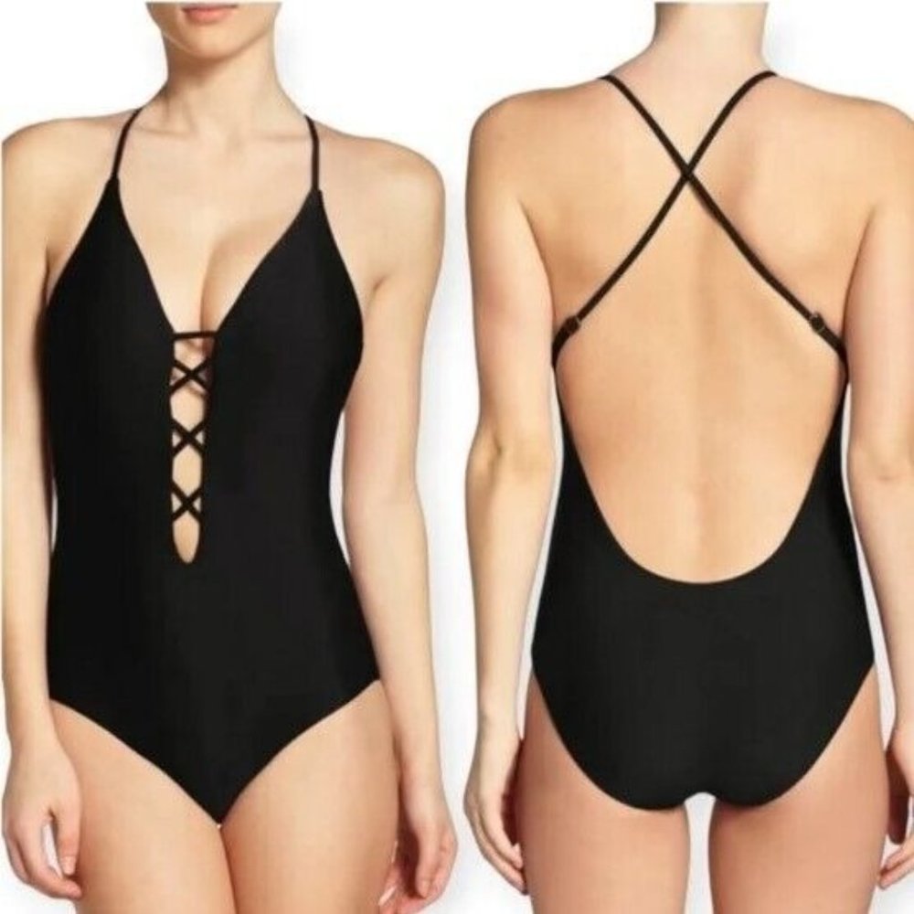 BCA By Rebecca Virtue  Move Along One Piece Swimsuit Size Small Plunge Strappy